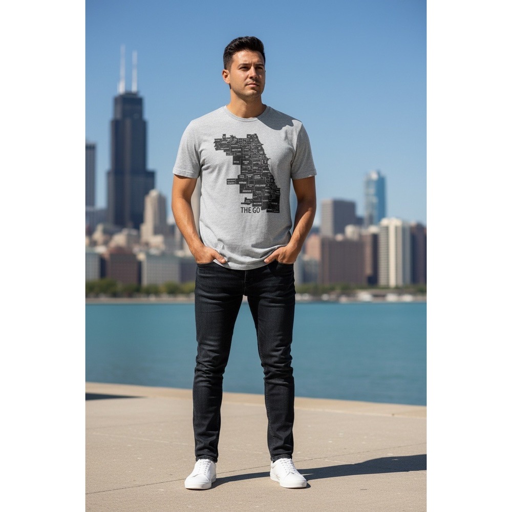 Chi Boys The Go Chicago Neighborhood Map TShirt Mens 2X Heather Gray Graphic Tee